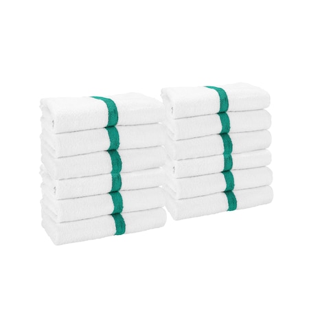 Hospeco Power Gym Bath Towel 22x44 Green Stripe (6pk) PWR-2244-6GRCS